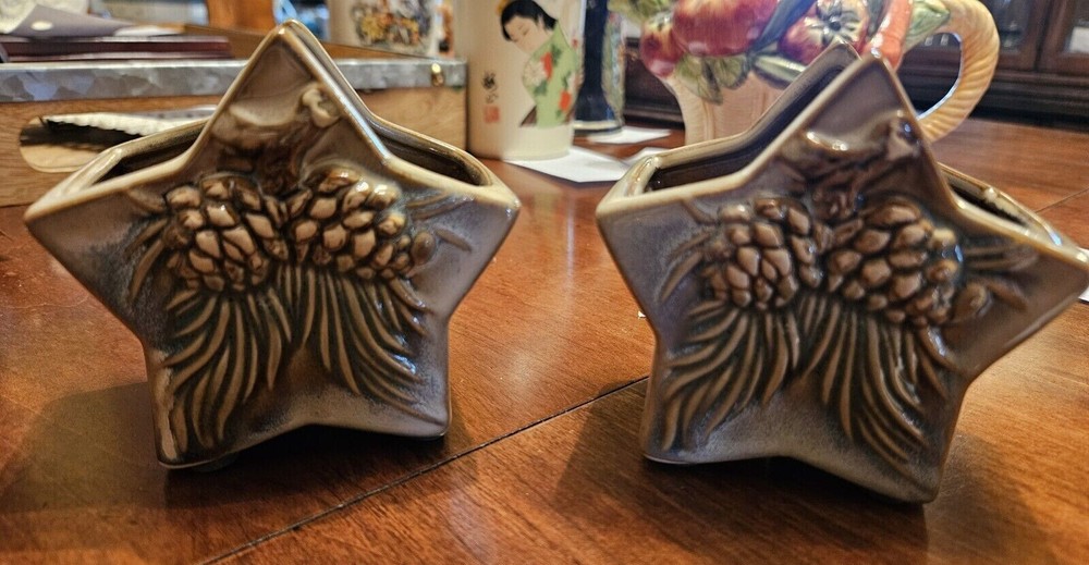 Art Pottery 2pc Star Shaped Votive Holders