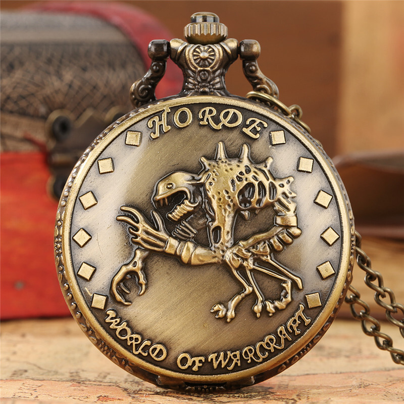 Retro Carved Scorpion Pattern Quartz Movement Pocket Watch Sweater Chain Gifts