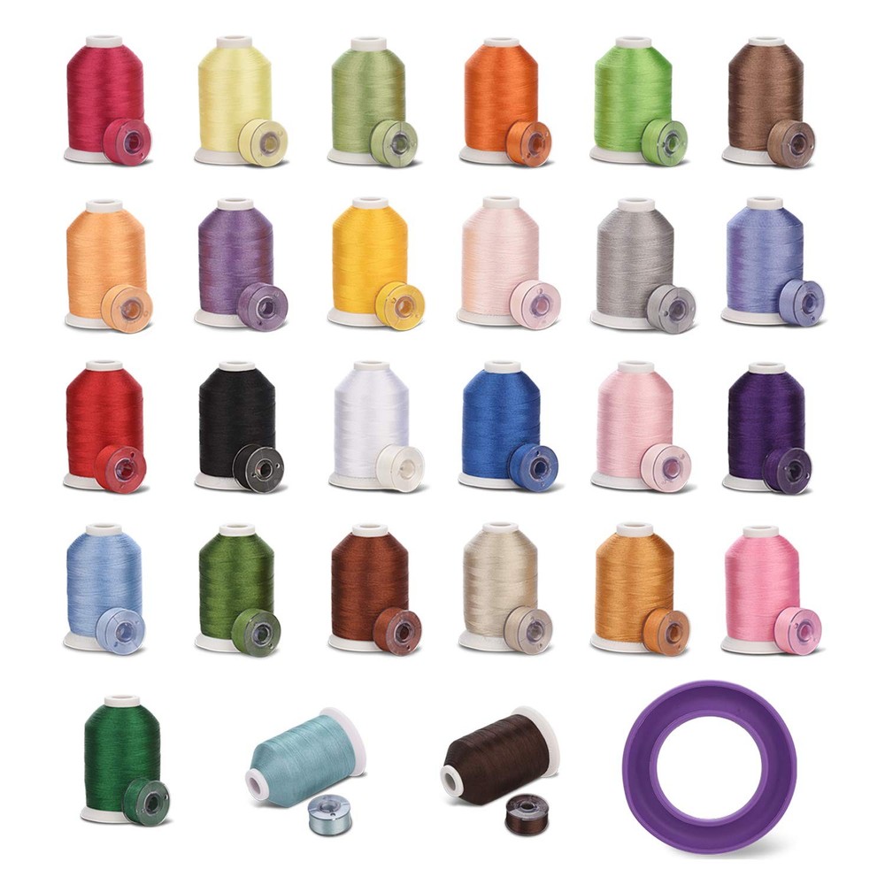27 Spools Trilobal Polyester Embroidery Machine Thread with 27 Assorted Color...