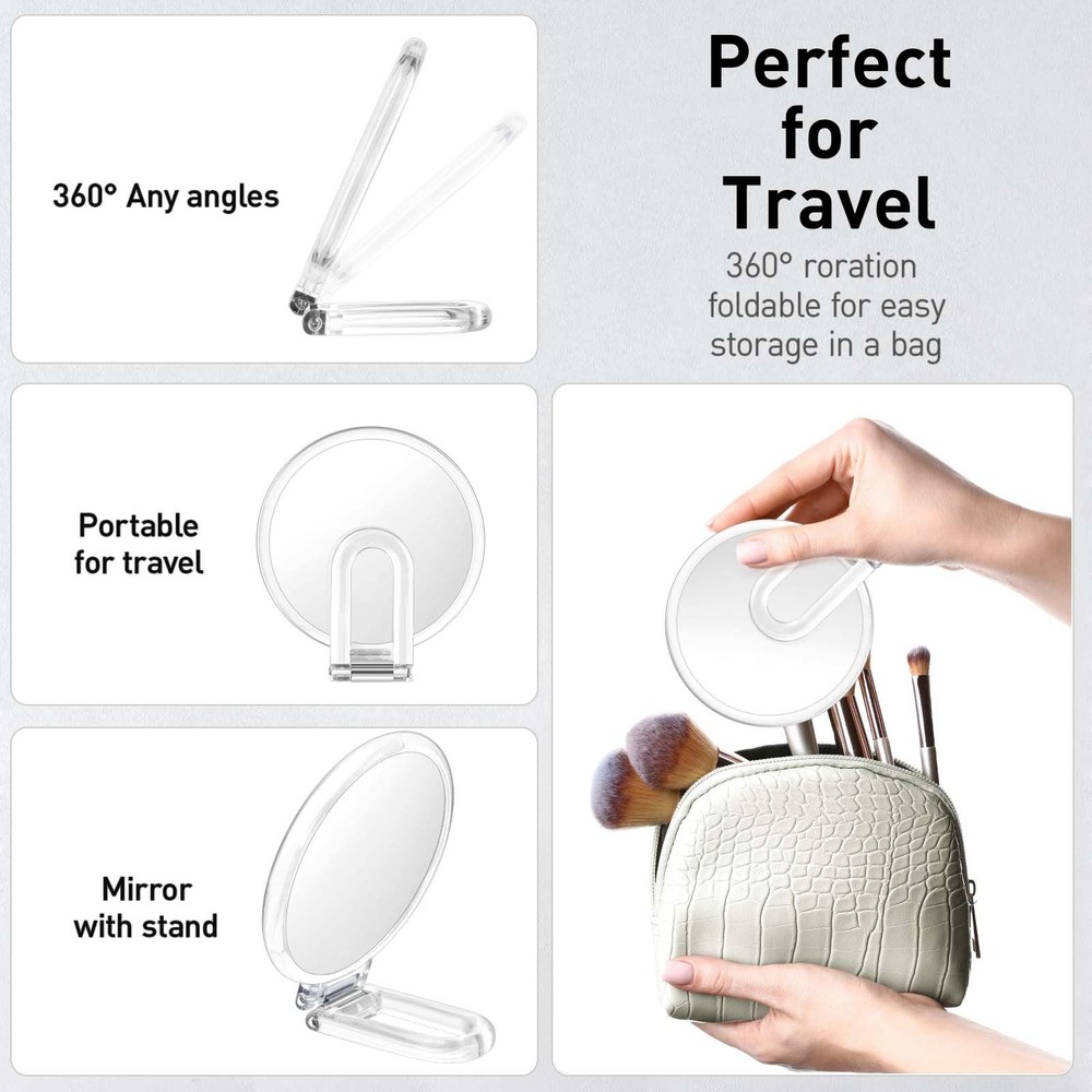 Magnifying Handheld Mirror Double Sided, 1X 15X Magnification Hand Mirror, Tr...