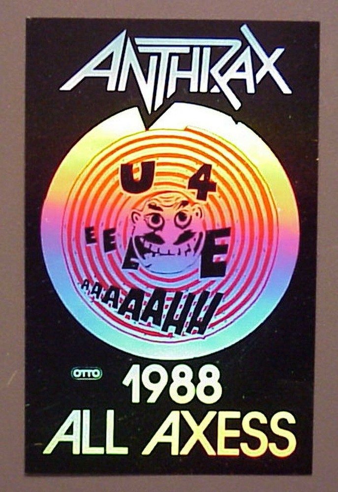 Anthrax backstage pass Laminated 1988 Silver Mylar on Black!