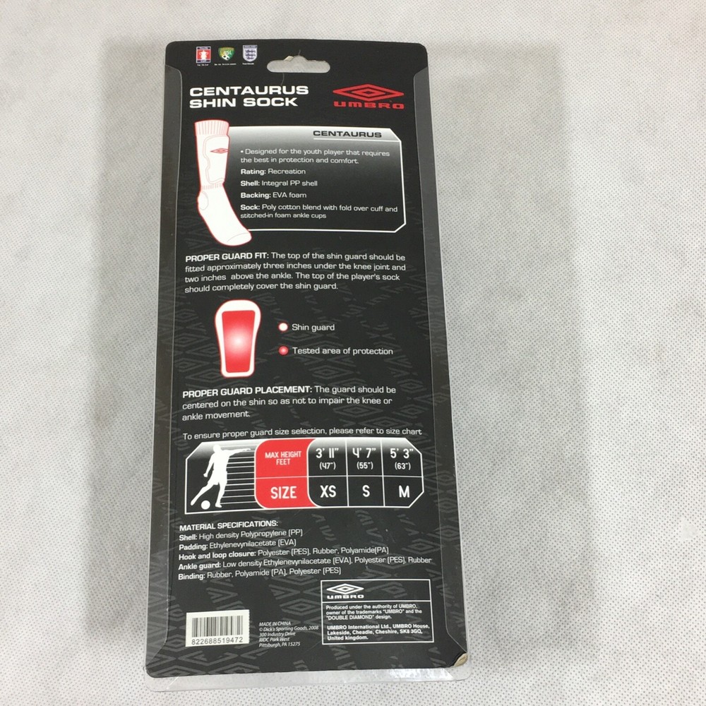 Umbro Centaurus Shin Sock Guard Size Small Black