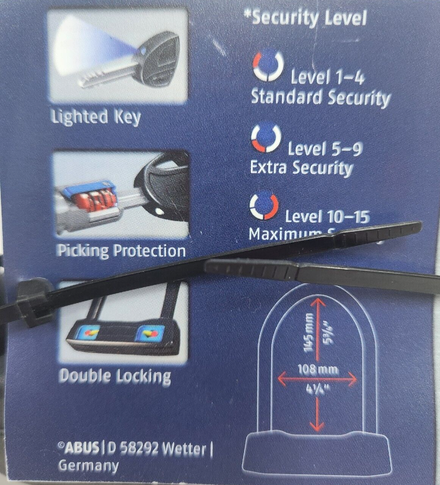 ABUS Lighted Key Maximum Security U-Lock Granit X-Plus 54 Mini with Code Card