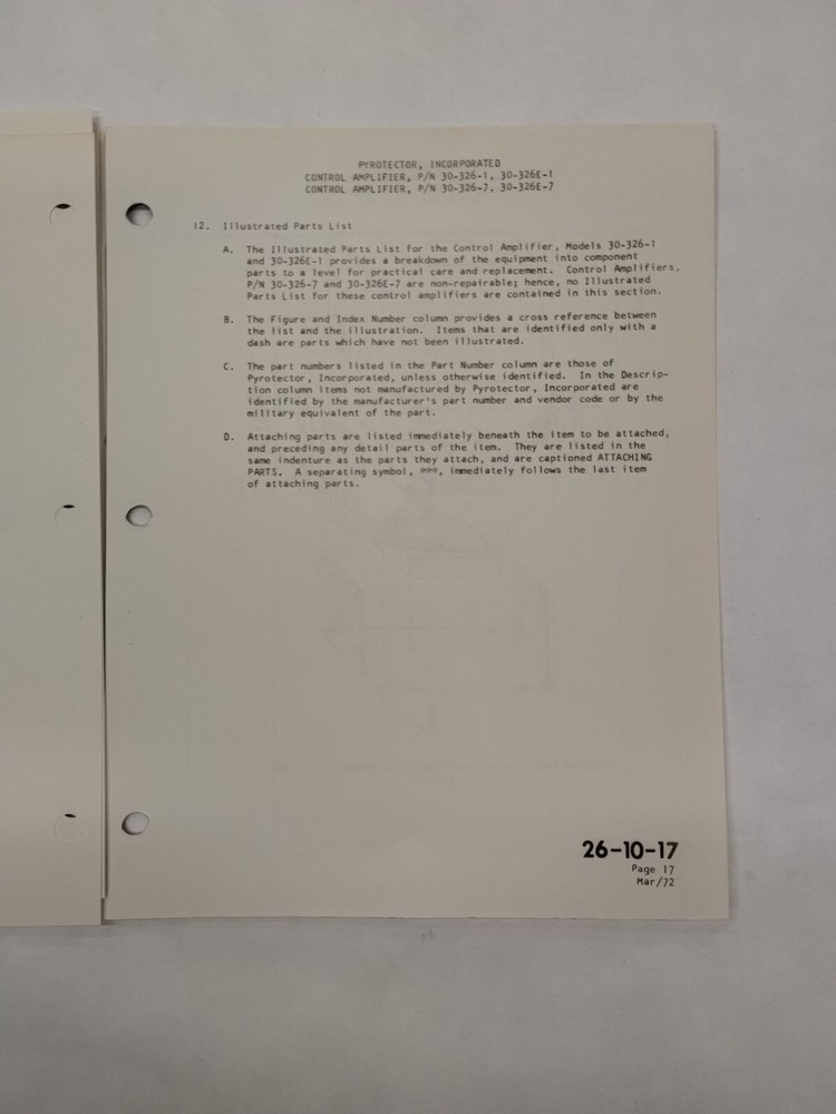 Pyrotector Incorporated Control Amplifiers Overhaul Manual-Original