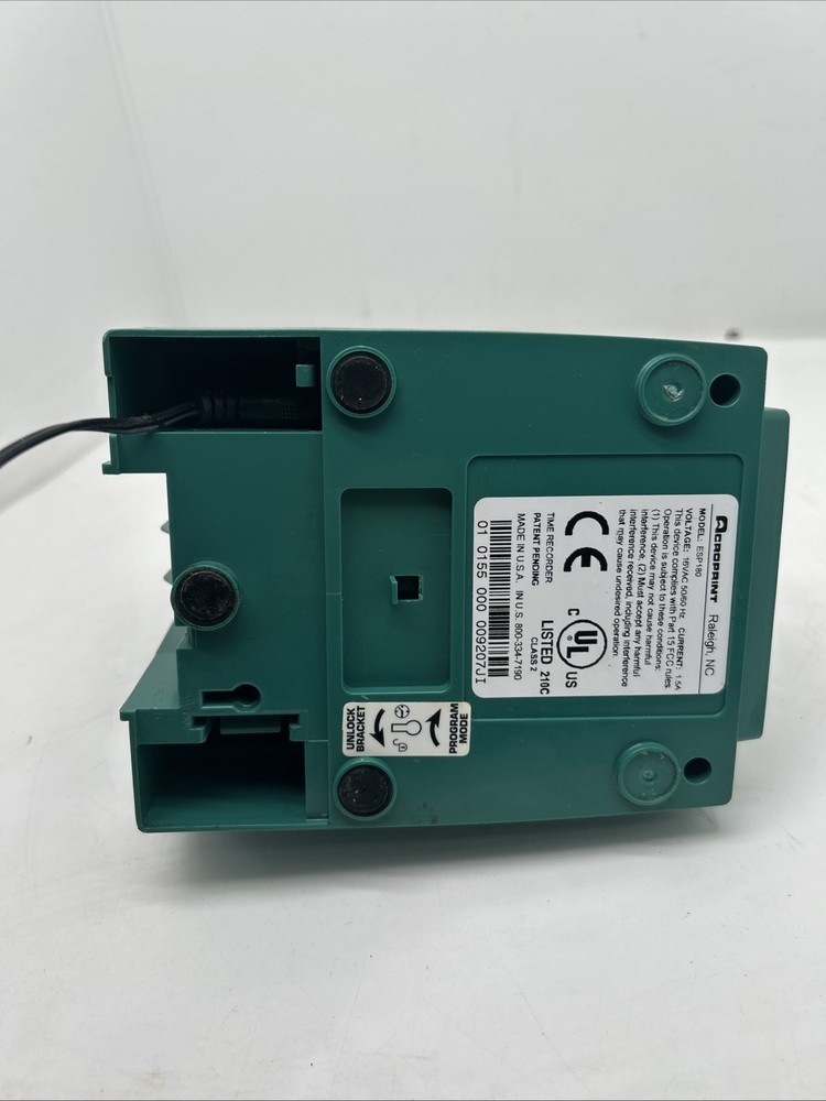Acroprint ESP180 Time Clock W/Power Supply Powers ON!