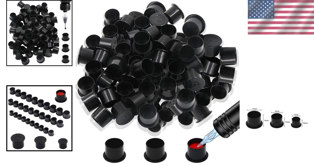 Durable 1000Pcs Disposable Tattoo Ink Caps - Three Sizes for Every Need