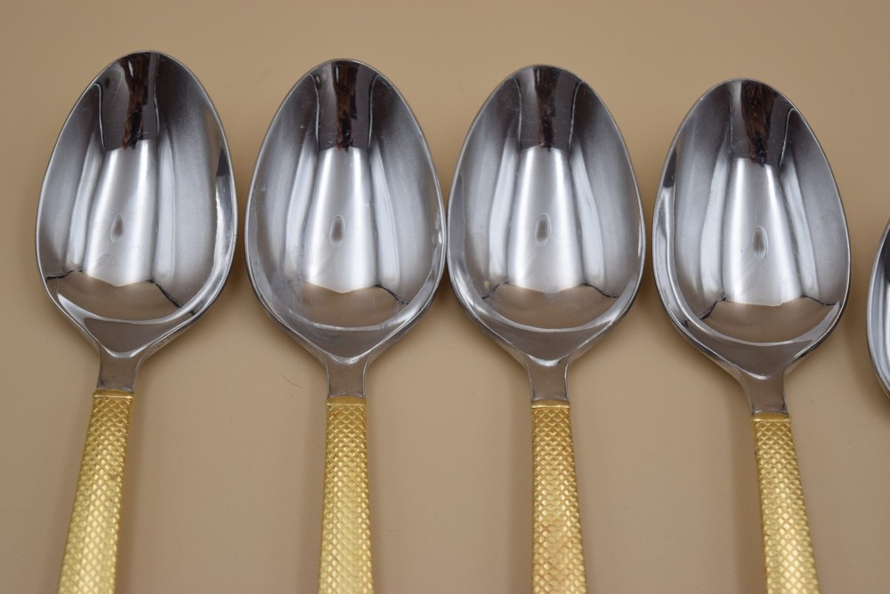 Argent Orfevres 14pc Flatware Gold Tone Dotted