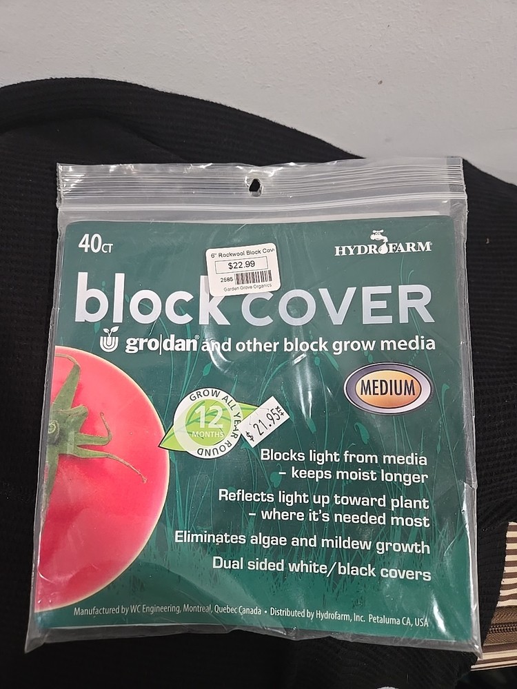 Hydrofarm Block Cover HGCOV6 MEDIUM 40Ct Pack