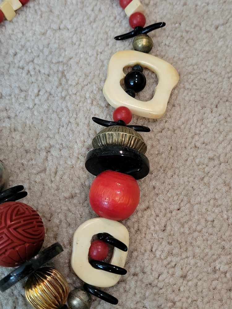 VINTAGE HANDMADE MIXED MEDIA NECKLACE UNIQUE