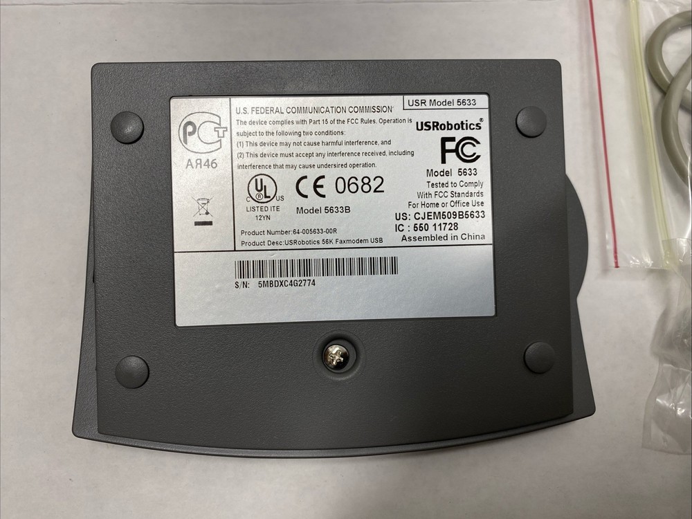 US ROBOTICS USR5633B 56K FAXMODEM USB MODEL 5633B