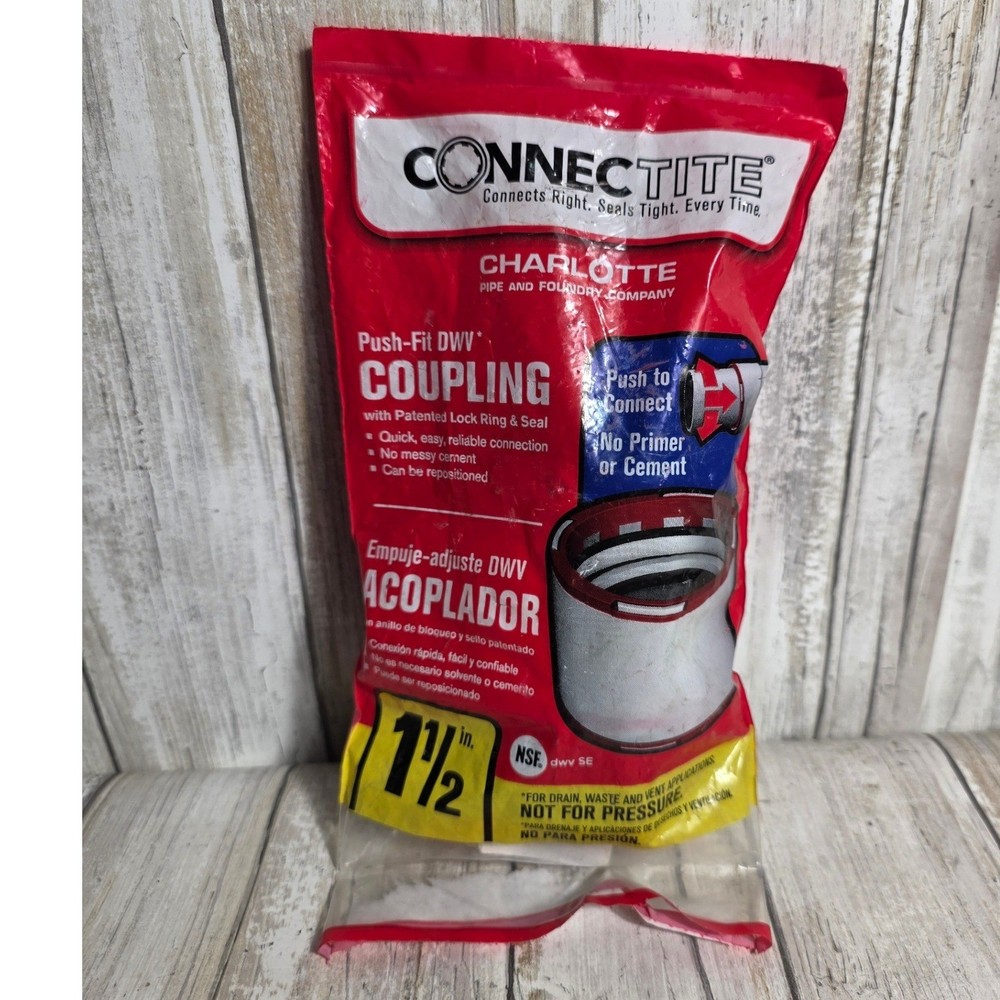 Charlotte Pipe ConnecTite 1-1/2 in Push-Fit DWV Coupling No Cement Required