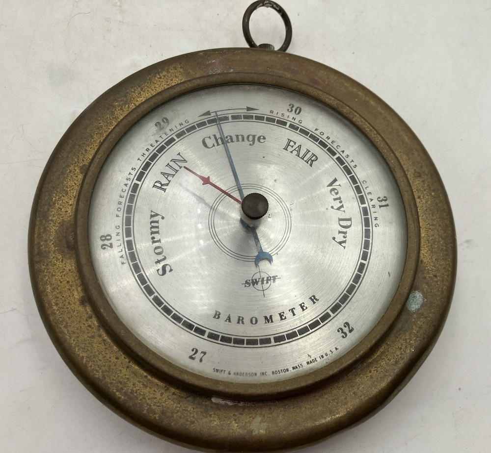 Swift & Anderson Wall Barometer Brass 5" Vintage Untested