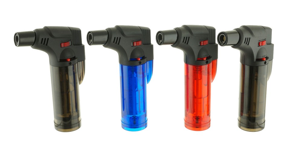 4 Pack Jumbo 4" Jet Flame Torch Gun Lighter Refillable Lockable Adjustable Clear