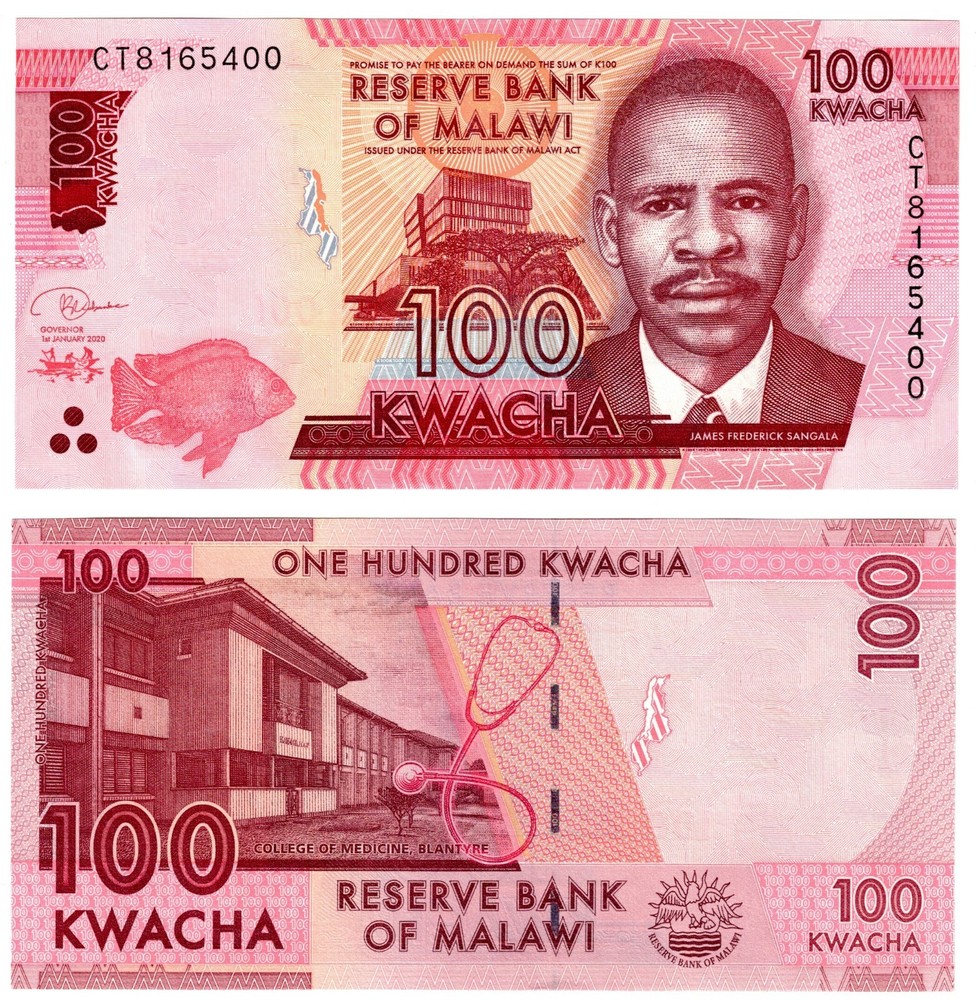 2020 Malawi P65e 100 Kwacha Banknote UNC