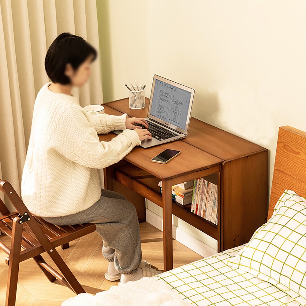 Foldable Bamboo Desk – Space-Saving Home Office Writing Workstation