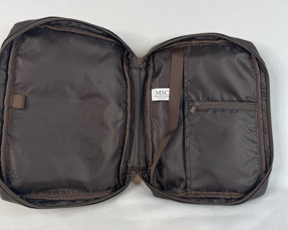 Bible Cover Case Bag Carrying Handle Brown Herringbone Interior Pockets MSC