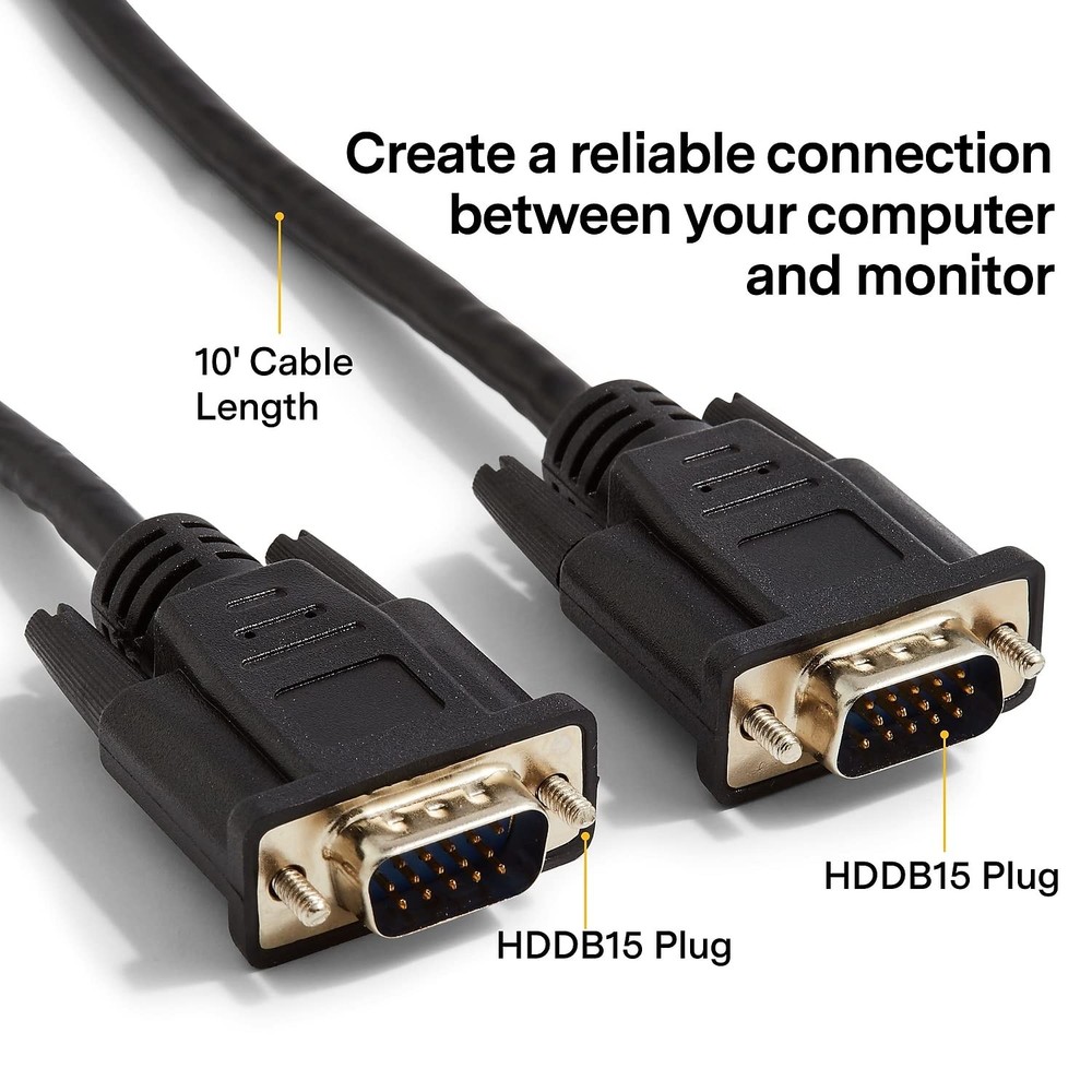 Vga/svga Cable, 10 Ft, Black