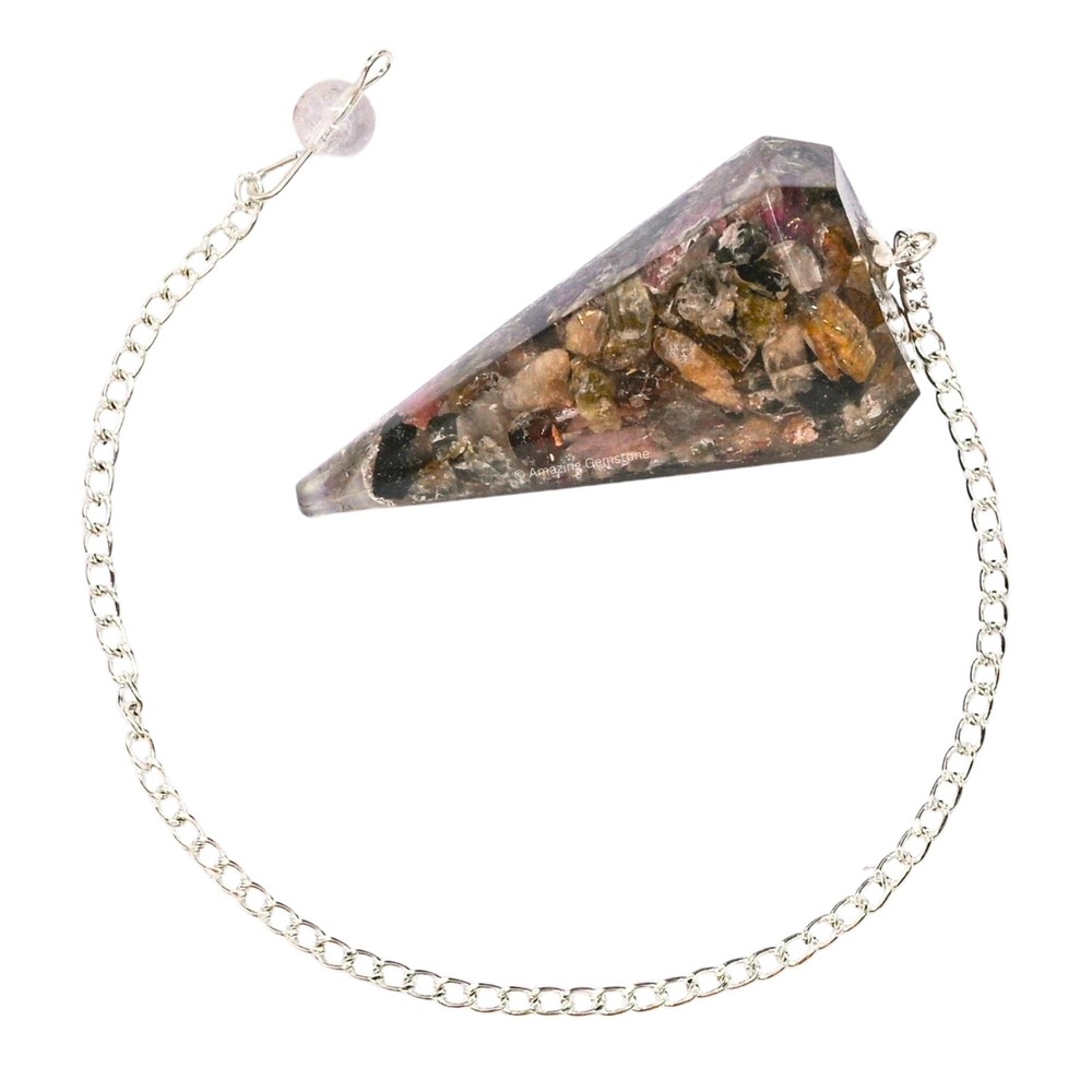 Multi Tourmaline Orgone Crystal Pendulums