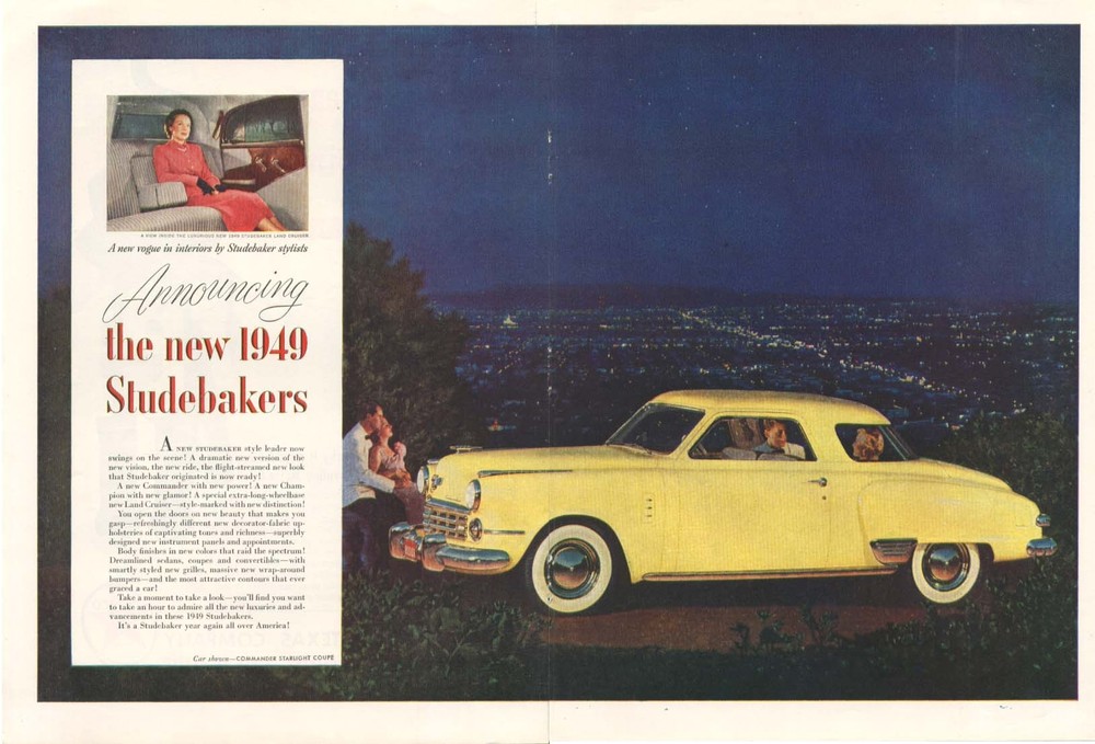 Announcing the new 1949 Studebaker 2-page ad