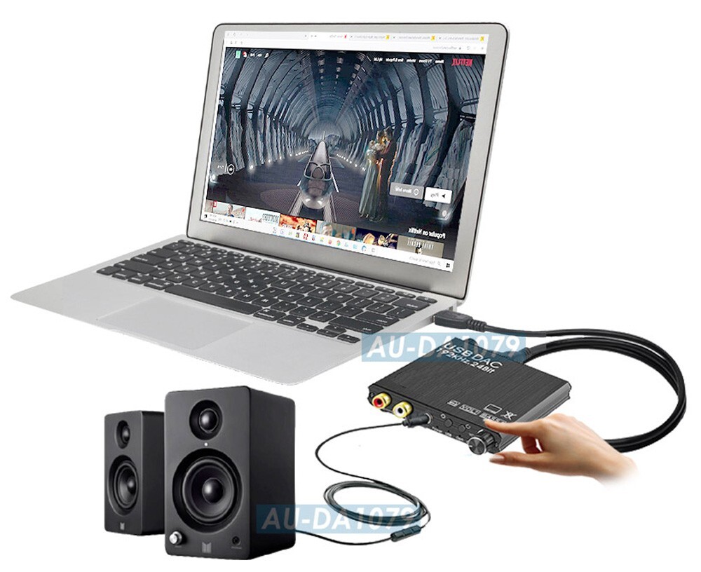 Premium Digital To Analog Audio Decoder Volume Bass Control Dial USB Sound Card