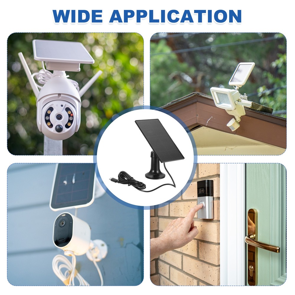 Solar Panel, 2W 6V USB Solar Panel Charger with 360 Wall Mount, Black