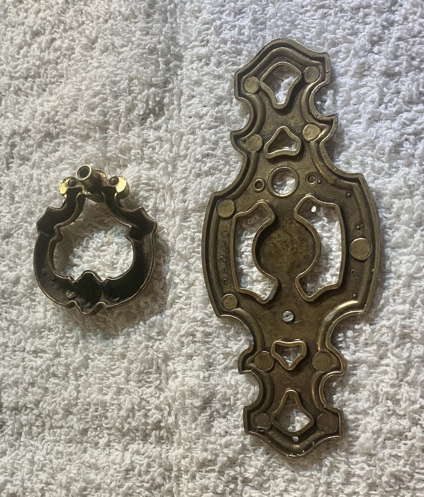 Brass Mid Century Modern French Provincial Cabinet Drop Ring Drawer Pull Handle
