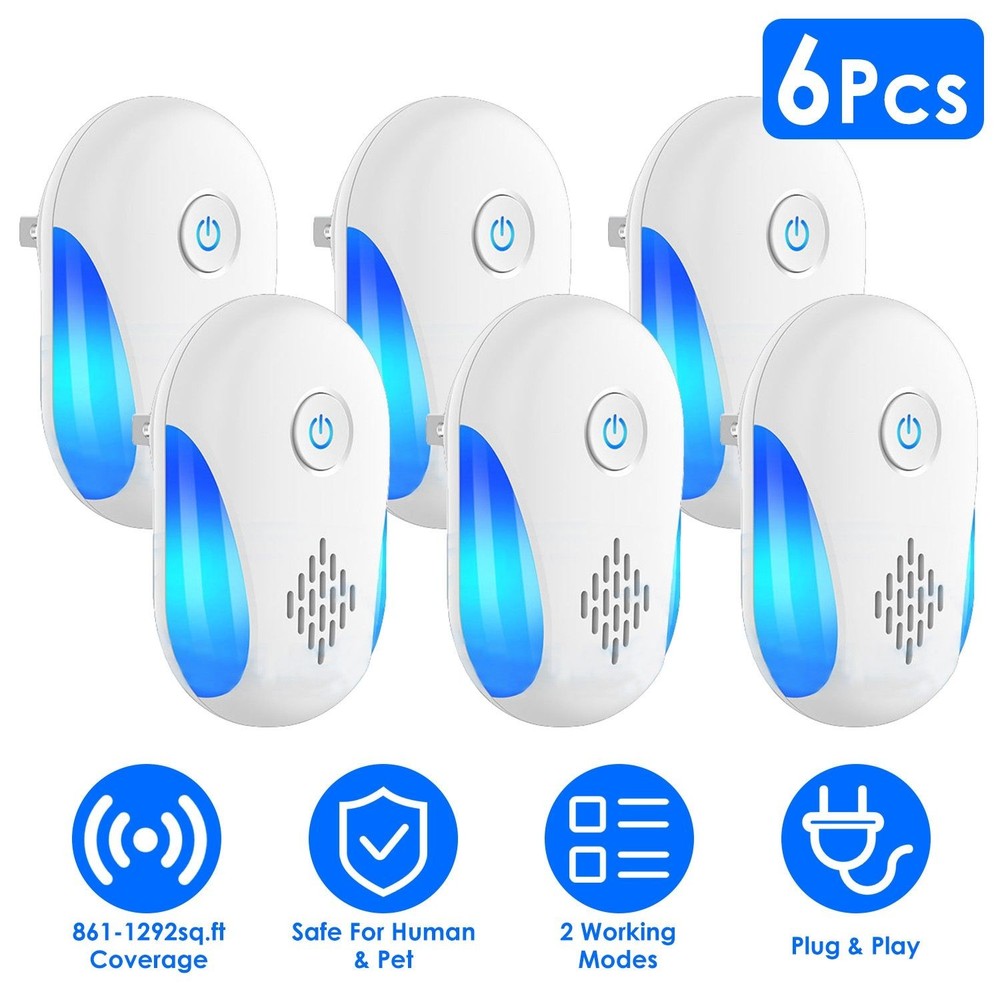 6 Pack Ultrasonic Pest Repeller, Wide Coverage Dual-Frequency Pest Control for H