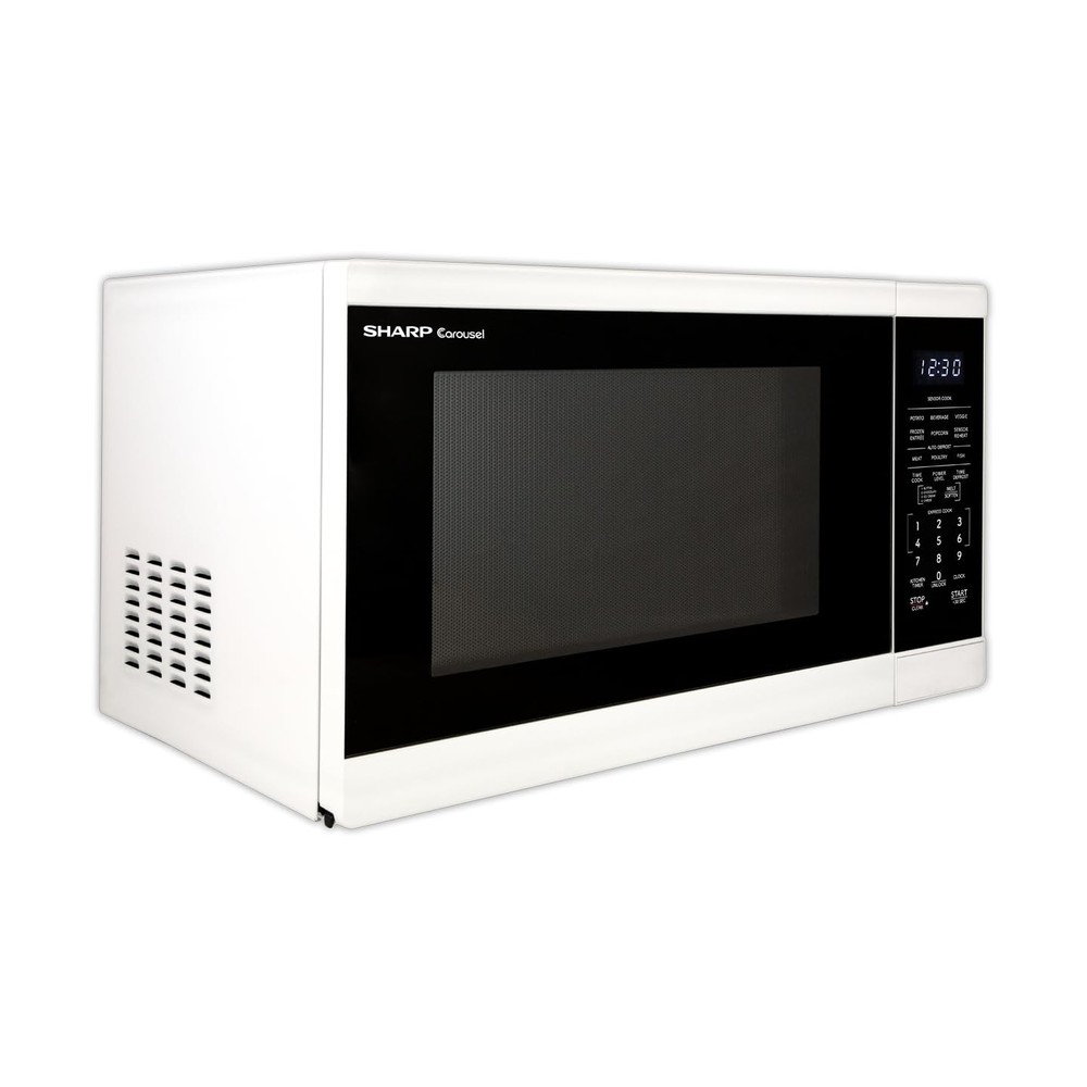 Sharp 1.4 Cu Ft Microwave Oven 1100 Watts Black White Led Display Sensor Cook