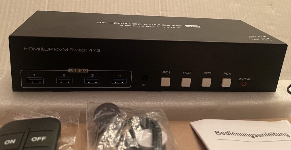 8K HDMI & DP KVM Switch 4x3 60Hz USB 3.0