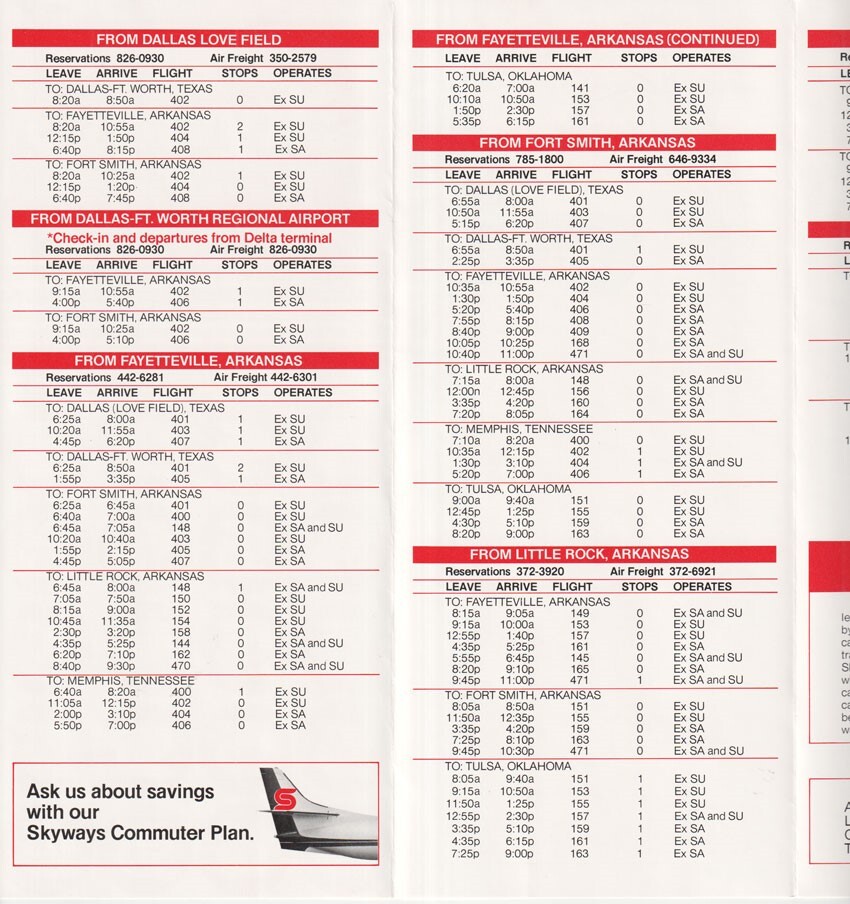 Skyways timetable 1979/04/01
