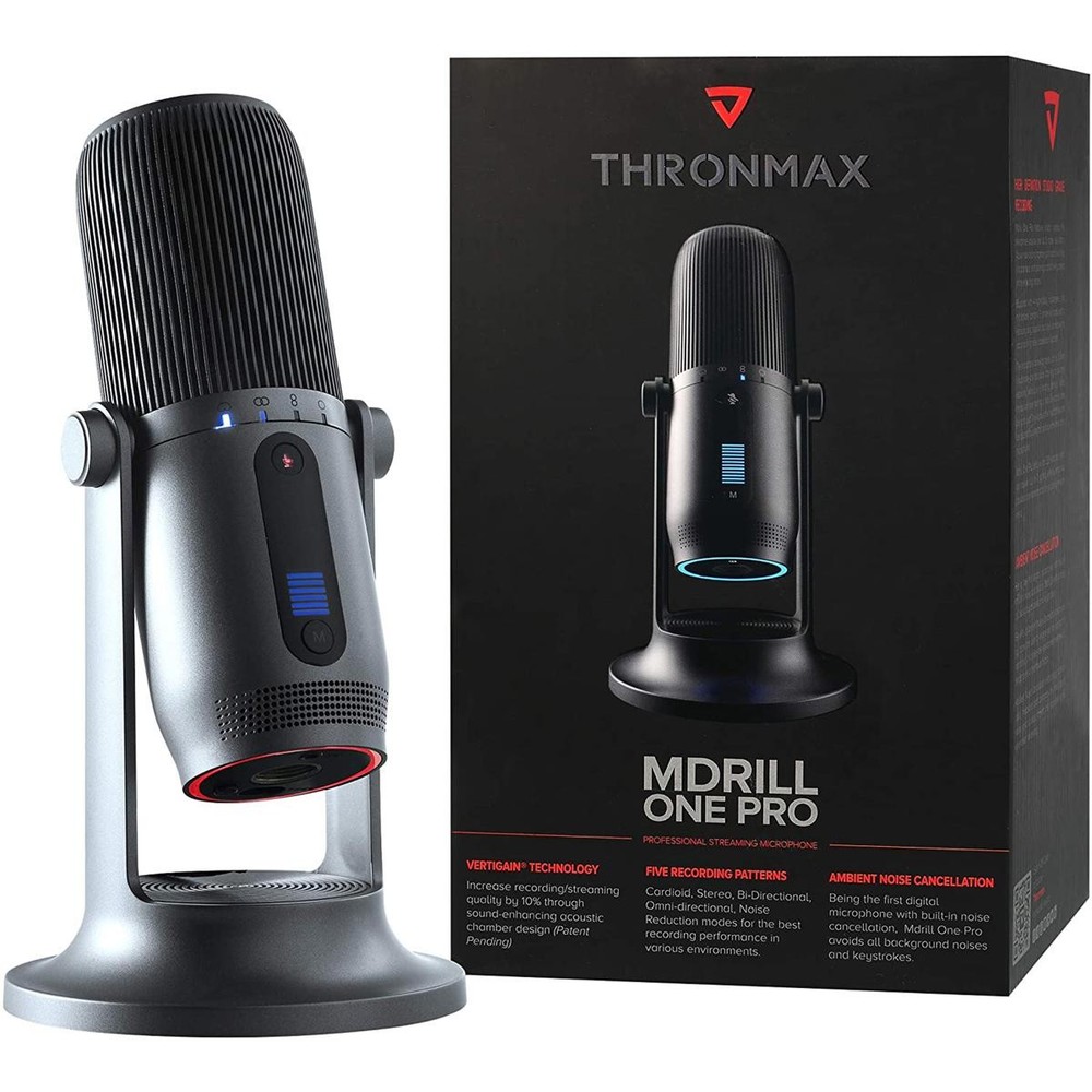 Thronmax MDrill One USB Microphone with Tabletop Stand, Slate Gray