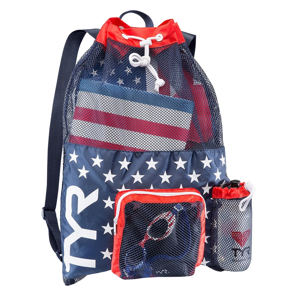 TYR Adult Mummy Mesh Backpack - Red/Navy Medium,