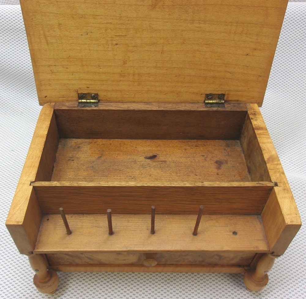 ANTIQUE WOODEN SEWING BOX, Light Multi Compartment