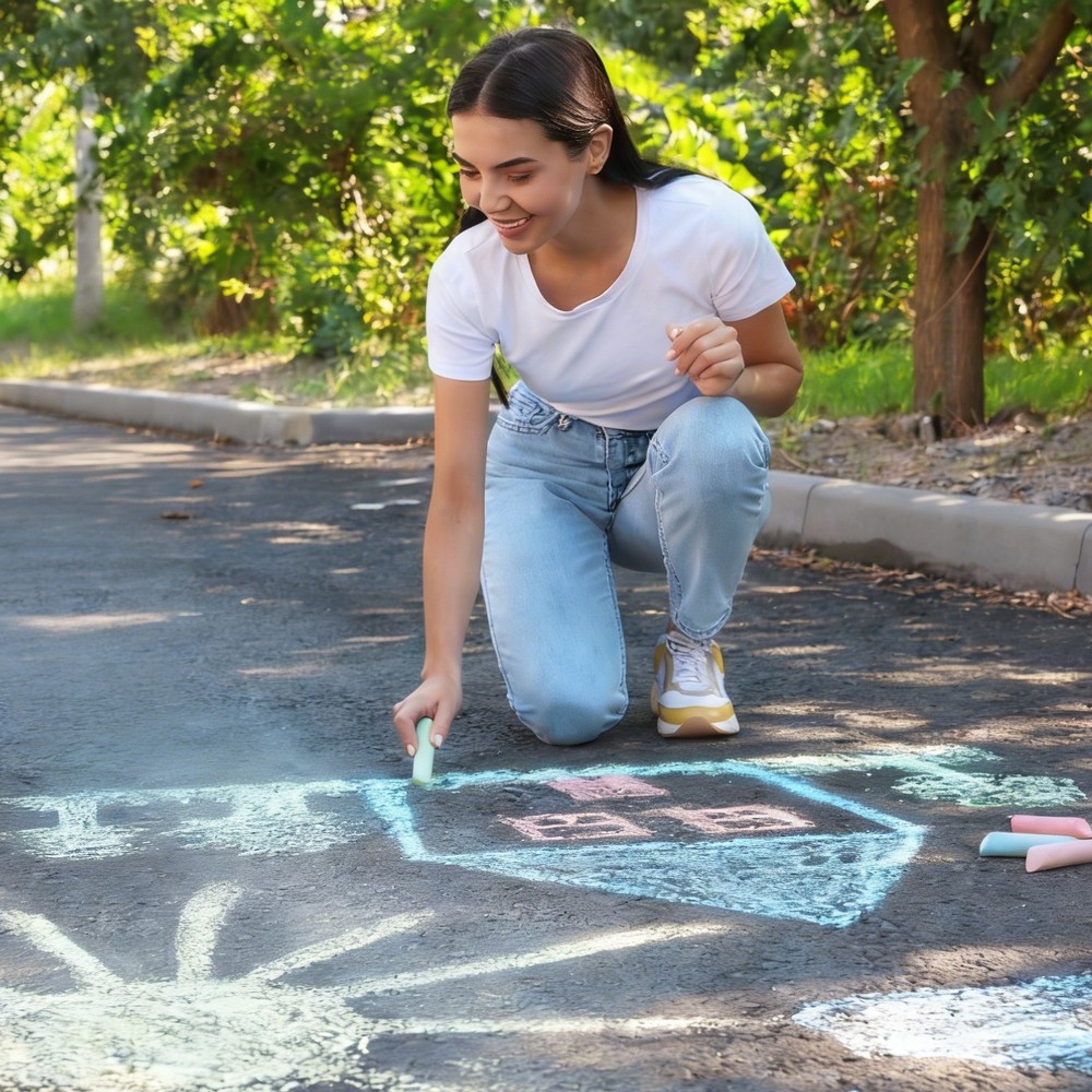 8PC Large Outdoor Dustless Chalk Red