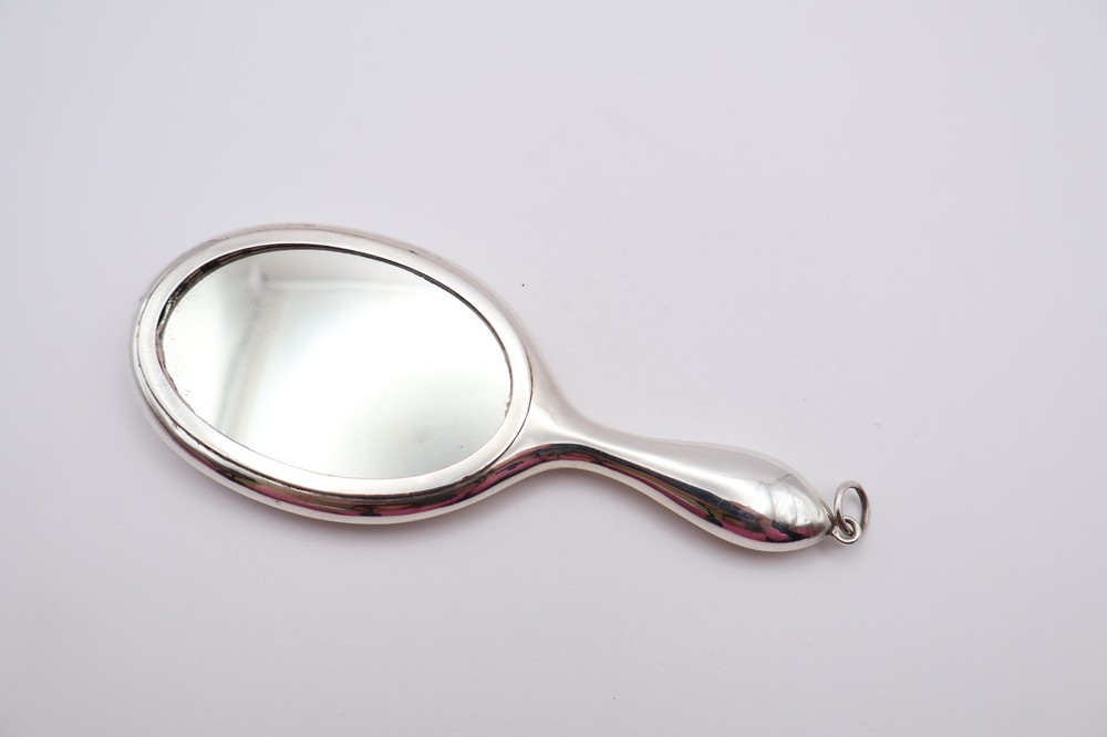 Antique Sterling Silver Large Chatelaine Mirror Hallmarked Birmingham 1915