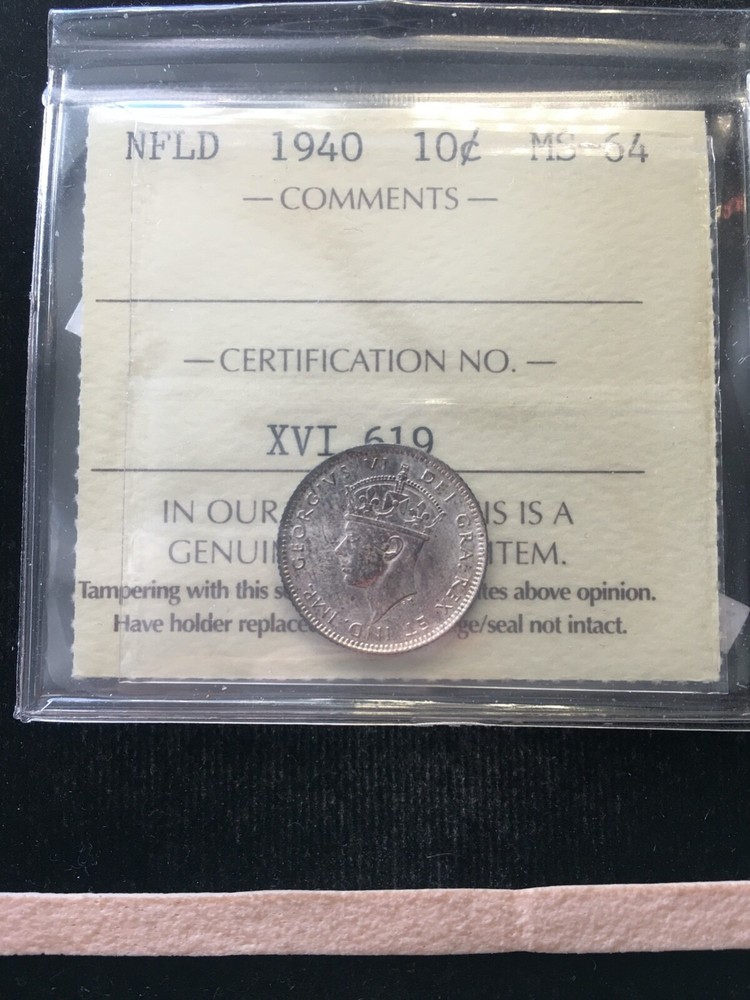 1940  ICCS Graded Newfoundland, ¢10 Ten Cent, **MS-64**