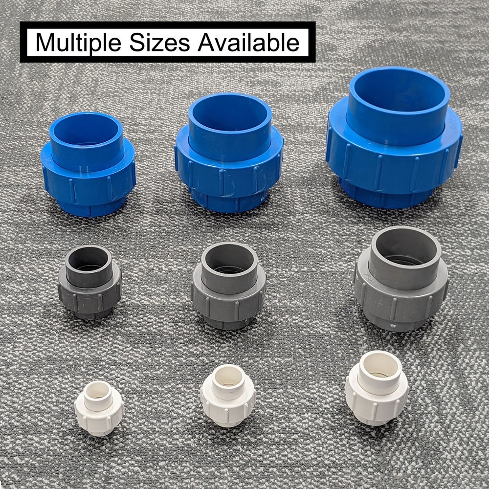2 Pcs 1.5" Union PVC Coupling Pipe Fitting Adapter, White
