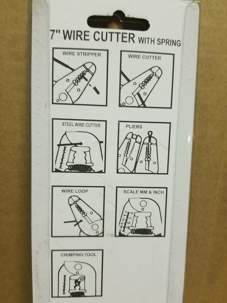 7" Wire Cutter W/Spring Stripping Hand Tool