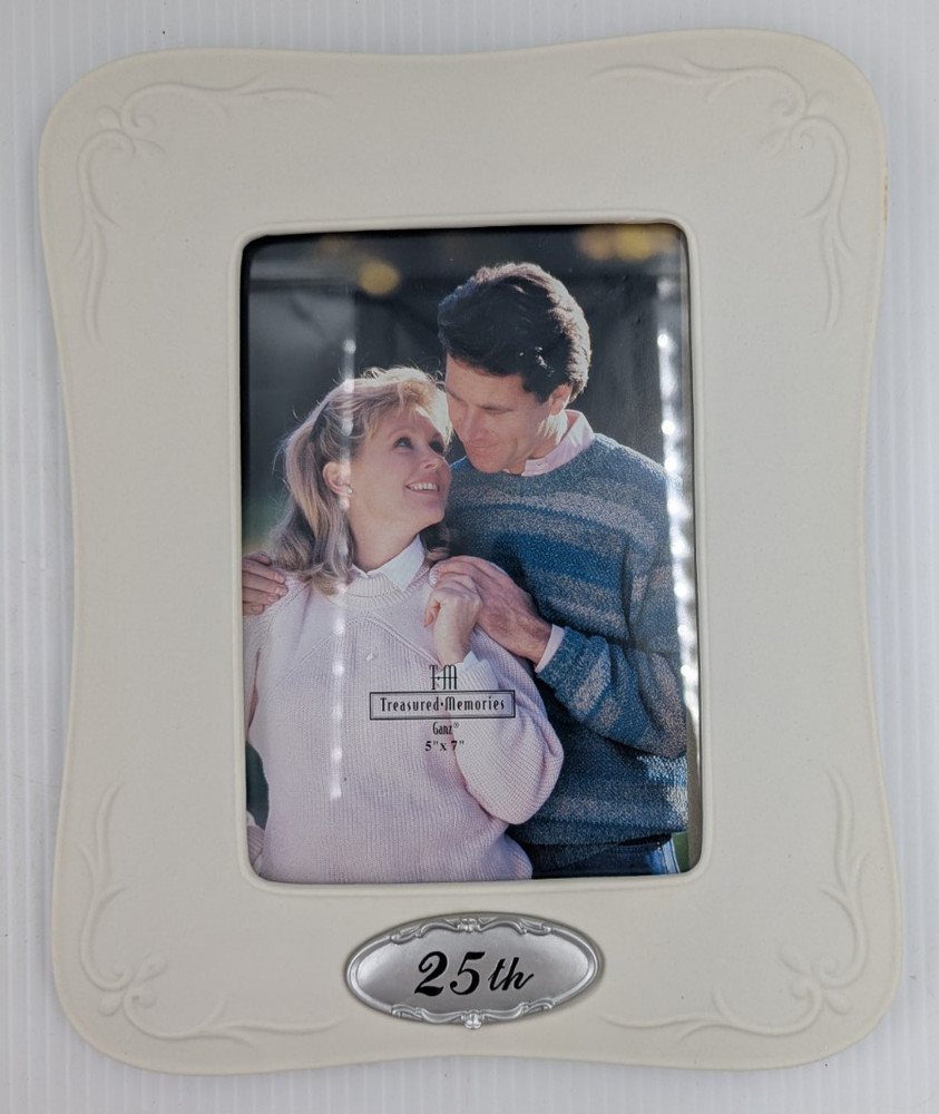 25th Anniversary Ceramic Picture Frame 5x7 Treasured Memories