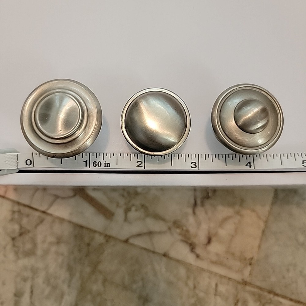 Cabinet Knobs Lot 18 Brushed Silver Round 1.25" Kitchen Drawer Pulls