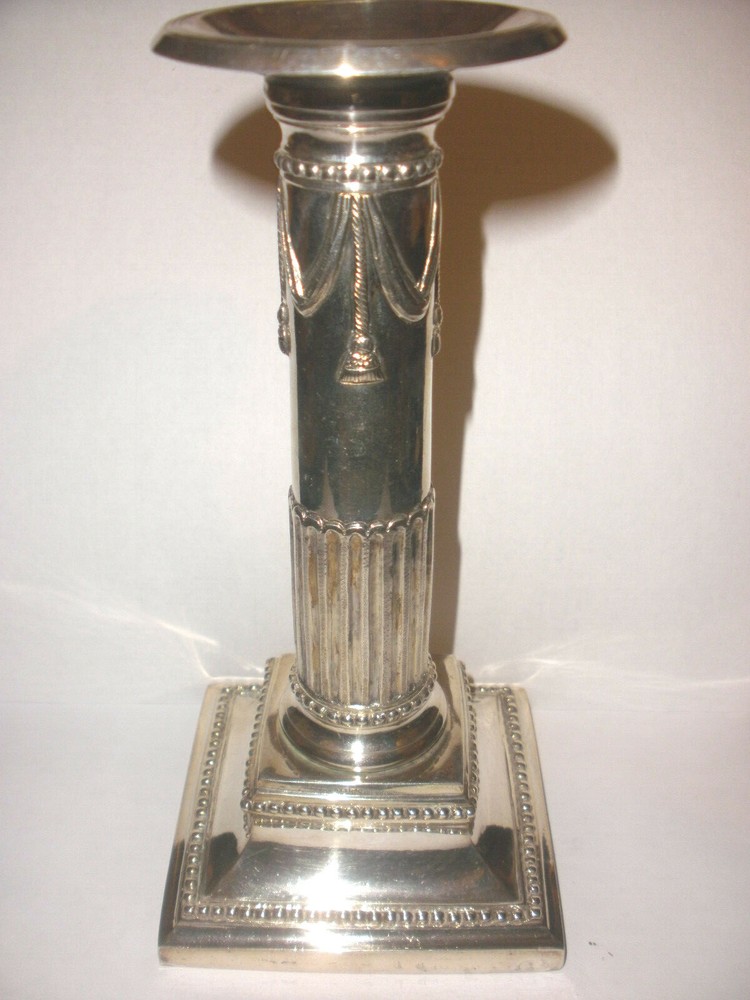 Antique Germany ? columnar candelstick  800 silver column candle stick