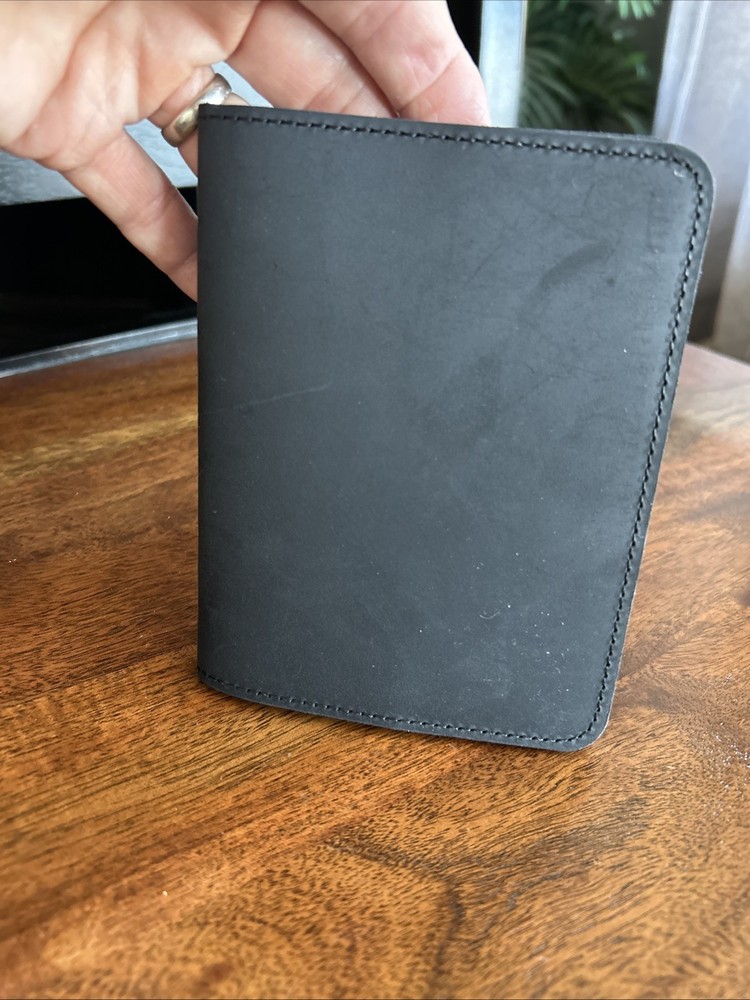 Black Oiled Leather Passport Cover