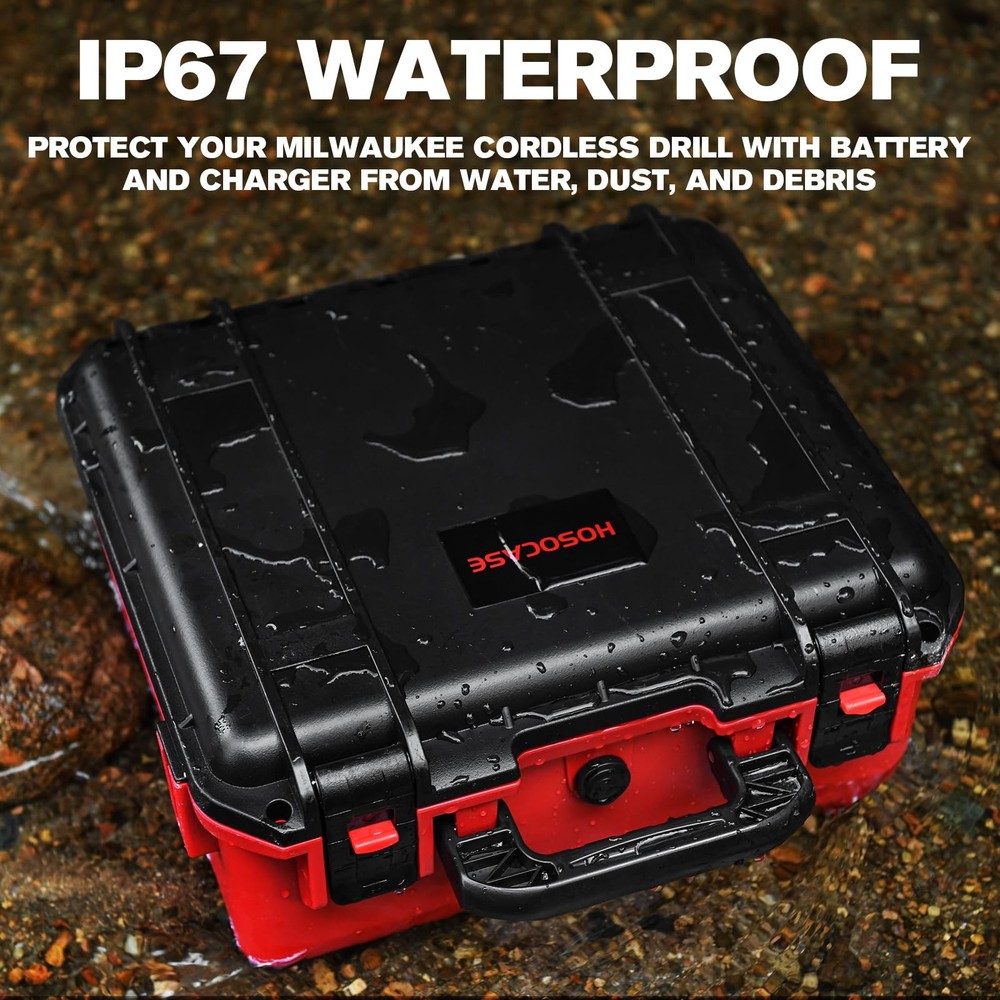 Tool Case for Milwaukee M18 Impact Drill Driver Combo Kit Medium, Black & Red