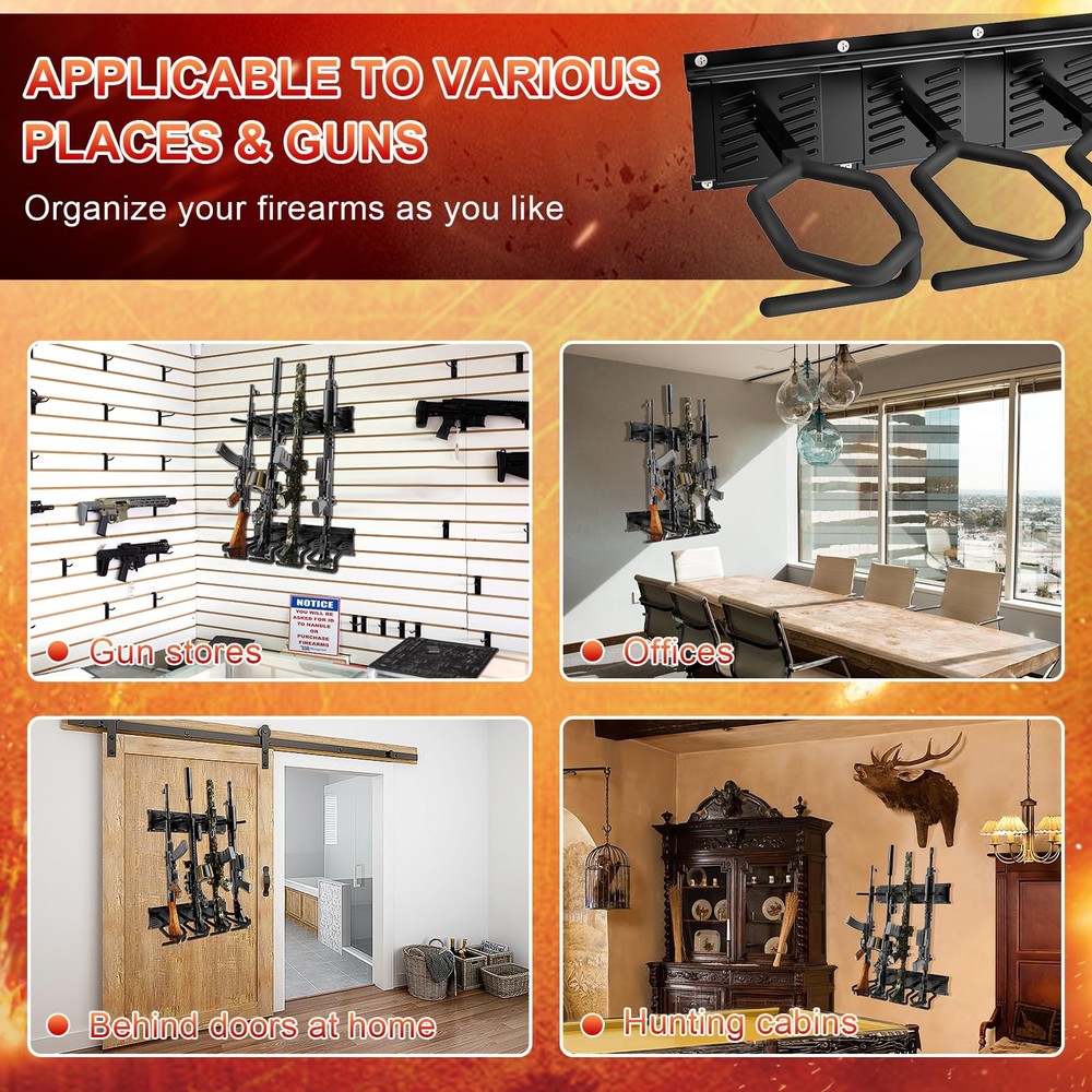 JBBTOOL Adjustable Steel Wall Mount Gun Rack - 230 lbs - Vertical Storage