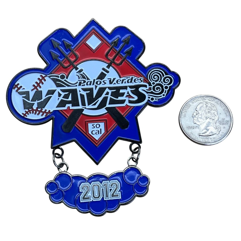Palos Verdes Waves 2012 Baseball Trading Pin With Dangling Element Multicolor