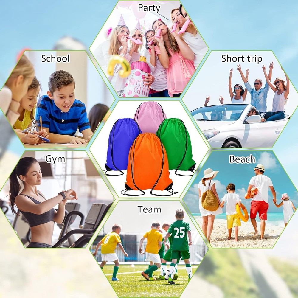 Shappy 60 Pieces Drawstring Bags Backpack Bulk 30 Multiple Colors