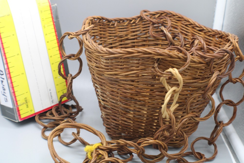 Hanging Wicker Basket with wicker interlocking hoops