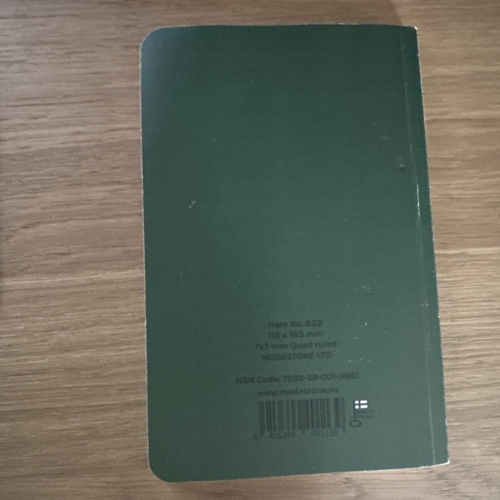 Modestone Flexible Waterproof Notebook - Green (118mmx183mm)