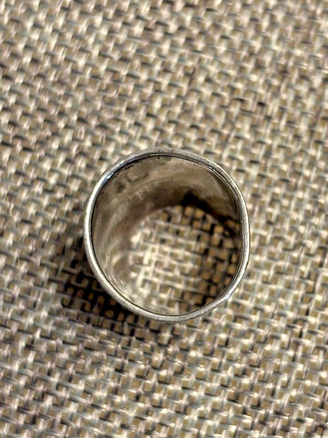 Antique silver thimble, 3/4" high, delicate scroll work and 'sterling' inscribed