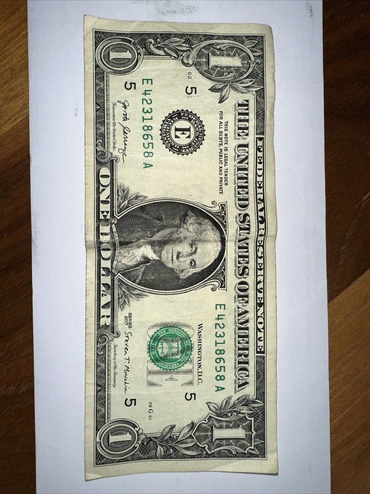 2017 A $1 One Dollar Bill Misaligned / Shifted Seal Print Error